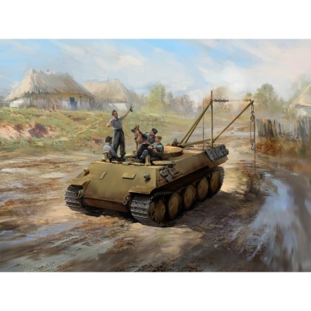 ICM35343 - "Prost!", Between Battles on Bergepanther (ARV Bergepanther with 4 Figures & Dog)