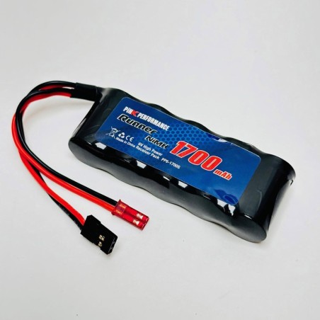 PP6-1700S - Pink Runner Rx NiMh 6.0V-1700 (Dual JR-JST) 84x32x12mm 120g - Std