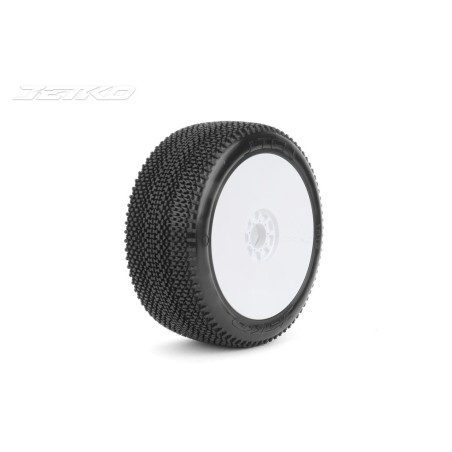 JK1010CUSRW - Jetko J Ten Composite U.Soft 1:8 Buggy Pre-glued White Revo Rims (2)