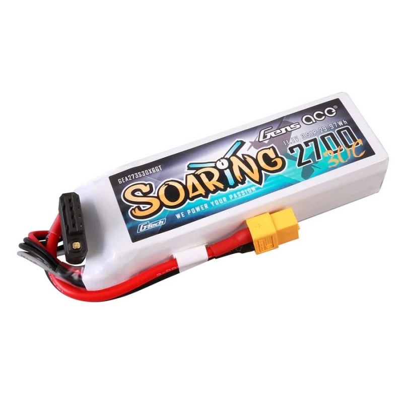 GE1-2700-3X6GT - GensAce Soaring LiPo 3S 11.1V-2700-30C(XT60) 103x34x25mm 190g G-Tech