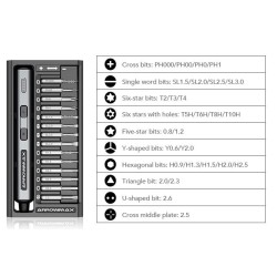 AM199911G - SES Mini Electric Screwdriver With Alu Case (28 in 1) Space Gray