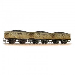 37-239 - Triple Pack 16 Ton Steel Mineral Wagon BR Grey with Loads Weathered