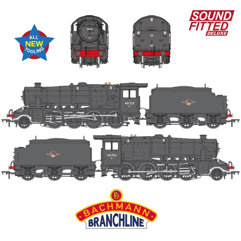 35-231SFX - LMS 8F with Welded Tender 48703 BR Black (Late Crest) SOUND FITTED DELUXE