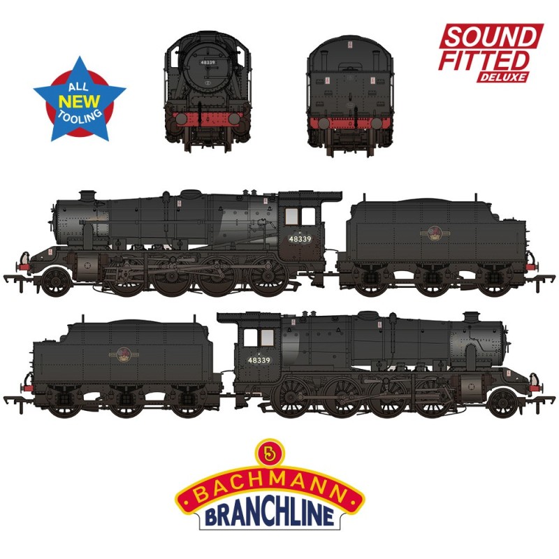 35-235SFX - LMS 8F with Riveted Tender 48339 BR Black (Late Crest) WEATHERED, SOUND FITTED DELUXE