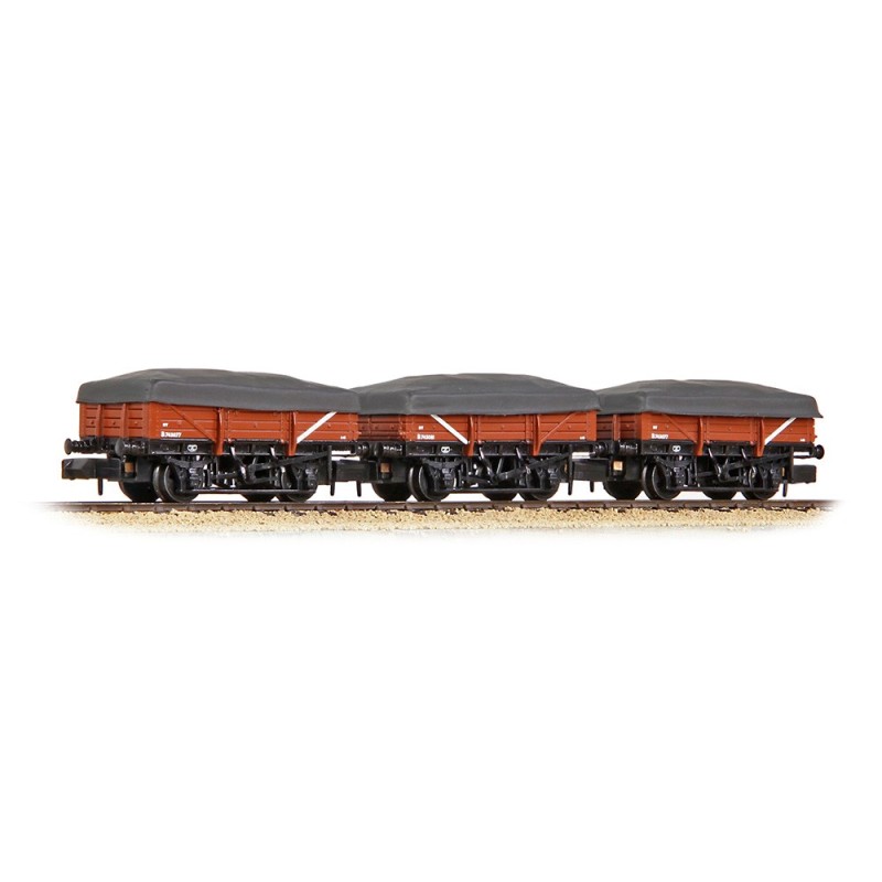 377-492 - 5 Plank China Clay 3-Wagon Pack BR Bauxite (Early) with Flat Canopy