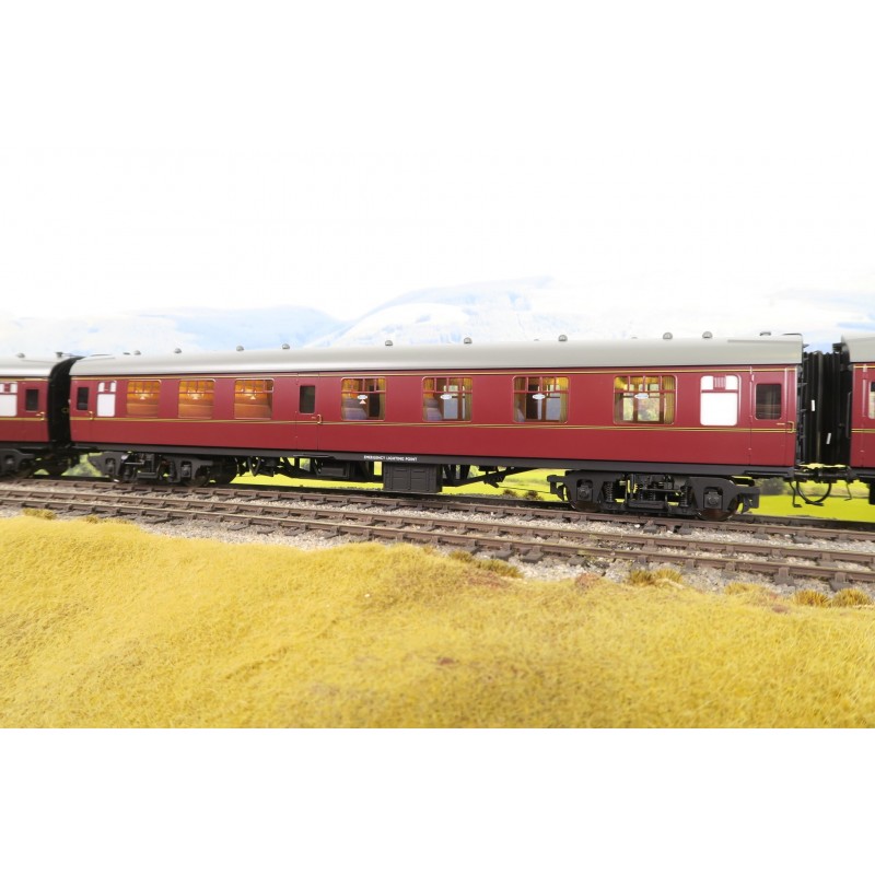 Maroon Coach Set A w CW Bogies Darstaed 7mm Finescale O Gauge